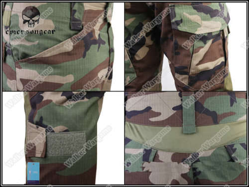 Combat Set Shirt & Pants Build in Elbow & Knee Pads - US Navy SEAL Woodland Size L