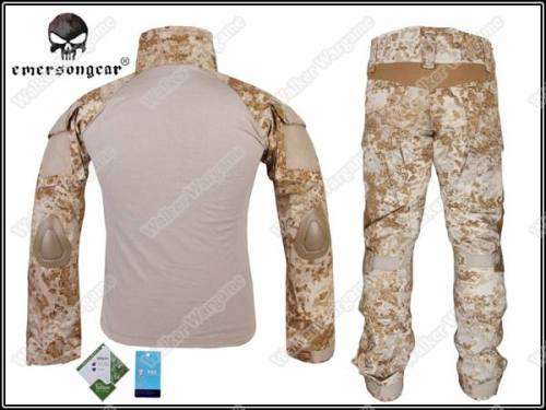 Combat Set Shirt & Pants Build in Elbow & Knee Pads - US Navy Seal AOR1 Digital Desert Camo L