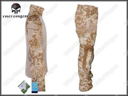 Combat Set Shirt & Pants Build in Elbow & Knee Pads - US Navy Seal AOR1 Digital Desert Camo L