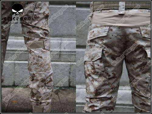 Combat Set Shirt & Pants Build in Elbow & Knee Pads - US Navy Seal AOR1 Digital Desert Camo L