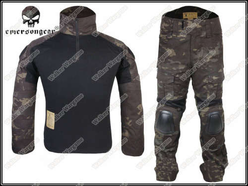 Combat Set Shirt & Pants Build in Elbow & Knee Pads - US Special Force Black Multicam Size L