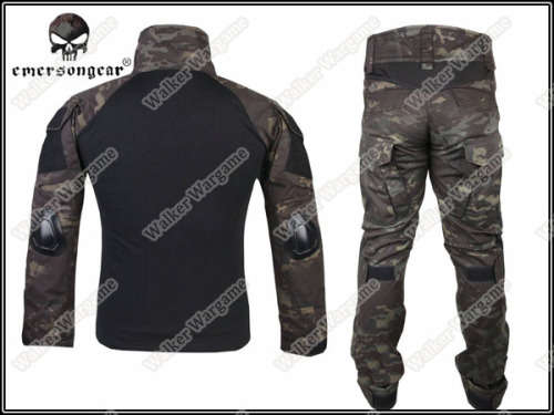 Combat Set Shirt & Pants Build in Elbow & Knee Pads - US Special Force Black Multicam Size L
