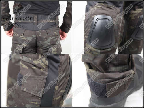 Combat Set Shirt & Pants Build in Elbow & Knee Pads - US Special Force Black Multicam Size L