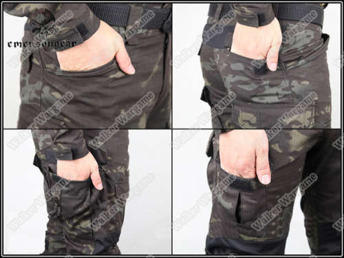 Combat Set Shirt & Pants Build in Elbow & Knee Pads - US Special Force Black Multicam Size L