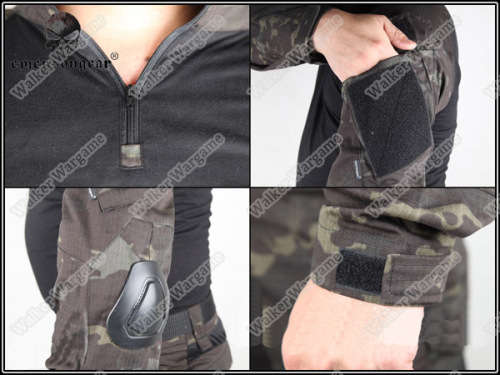 Combat Set Shirt & Pants Build in Elbow & Knee Pads - US Special Force Black Multicam Size L