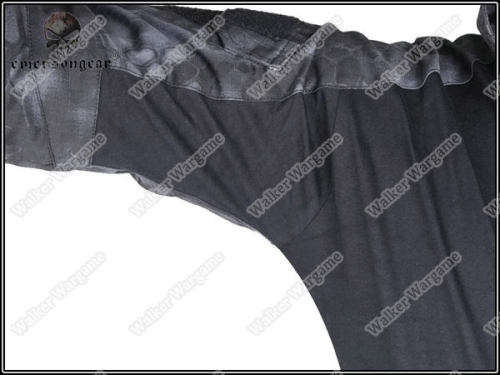 Combat Set Shirt & Pants Build in Elbow & Knee Pads - Night OPS Black TYP Typhon Camo Size L