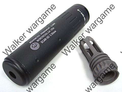 Element SCAR-SD Mock QD Silencer w/ SCAR Flash Hider 14mm CCW - BL