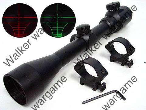 3-9x40 40mm Red / Green Illuminated Crosshair Sniper Rifle Scope With Mount