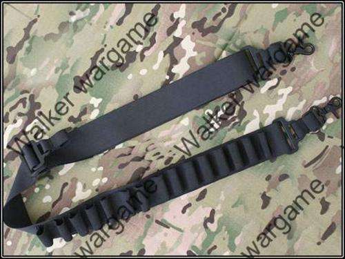 Tactical Two Point Snap Hook Shotgun Sling With 15 Rds Shells - SWAT Black