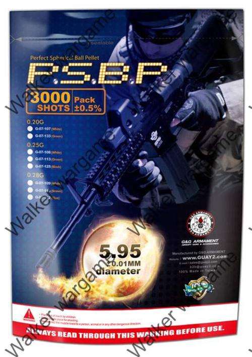 G&G 0.25G P.S.B.P. Perfect Spherical Seamless 6mm Airsoft BB - 3000rd (Made In Taiwan)