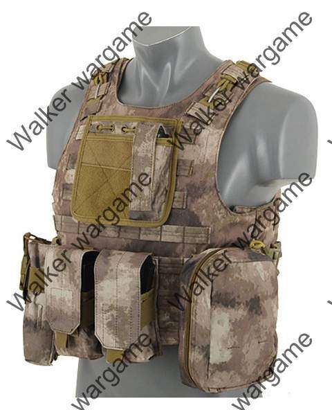 FSBE Molle Combat Assault Plate Carrier Vest Black - A-Tacs AT (Can fit SAPS Bullet Proof)