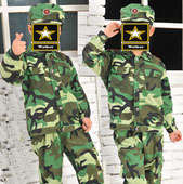 Children Full Set Woodland Camo Uniform With Free Cap - Size 11 Height 140cm
