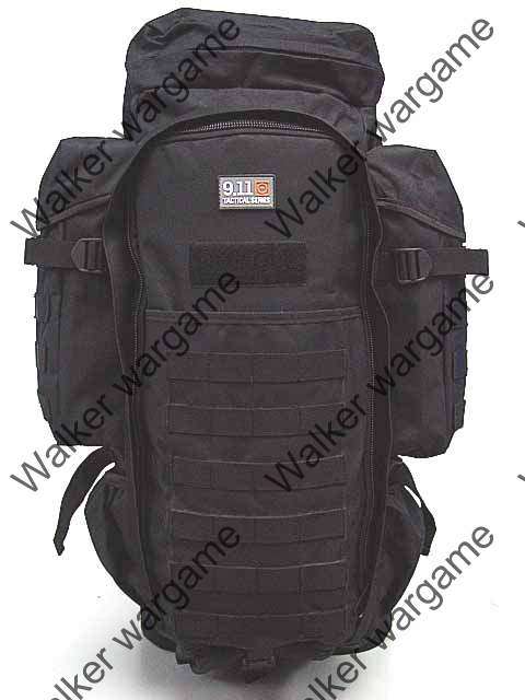 65L Combat Utility Rucksack Backpack Bulit in Rifle Bag - SWAT Black