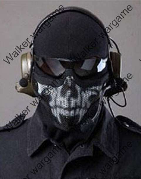 Stalker Type Half Face Metal Mesh Protector Face Mask - Skull Black (No fog up)