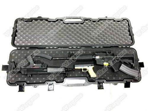 123CM Rifle Carrying Case With Foam ( 6 Metal Latche, Lockable) - SWAT Black