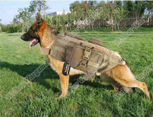 Tactical Police K9 Mil Spec Dog Molle Harness Vest - Marine Tan Size L