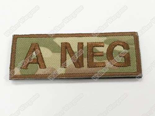 WG040 US Army A Neg Blood Type Patch With Velcro - Multicam Colour