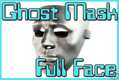 Japan  Koei Pro Full Face Hard Plastic Black Ghost Mask - Black