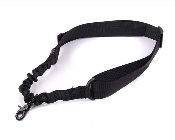 Tactical one Point Elastic Bungee Snap Hook Rifle Sling -- BLACK