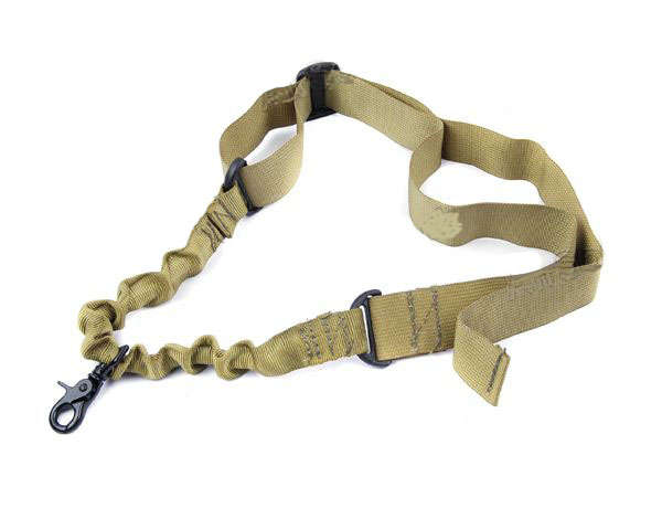 Tactical one Point Elastic Bungee Snap Hook Rifle Sling -- Coyote Tan