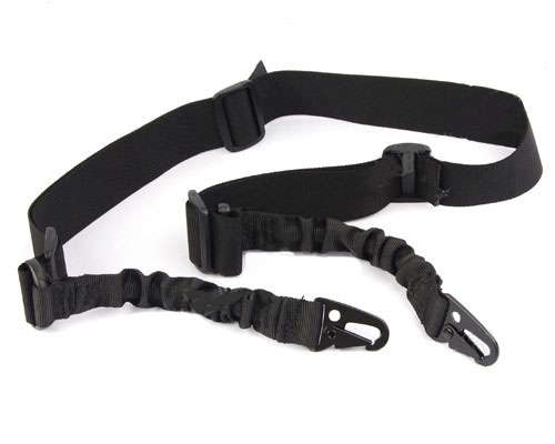 Tactical Two Point Elastic Bungee Snap Hook Rifle Sling --SWAT  Black