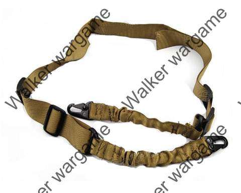 Tactical Two Point Elastic Bungee Snap Hook Rifle Sling -- Coyote Tan