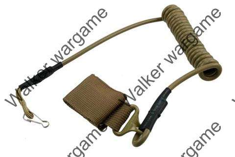 Tactical Pistol Hand Gun Elastic Spring Lanyard Sling  --- Coyote Tan
