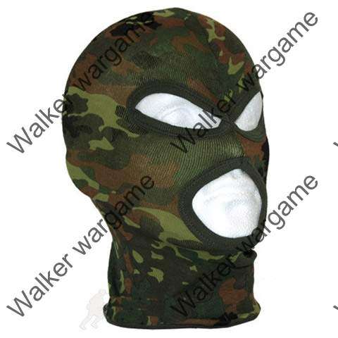 Balaclava Hood 3 Hole Head Face Mask Protector --- German Woodland Flecktarn