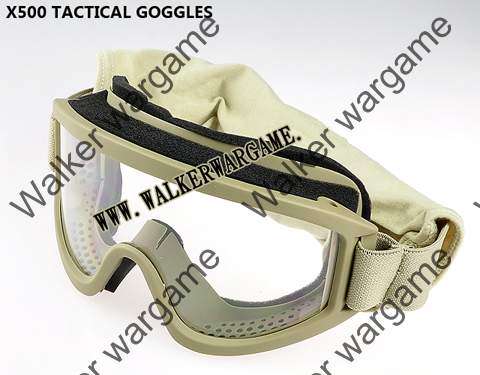 Brand New Tactical Wind Dust X500 Goggle Clear Glasses For SWAT - Tan