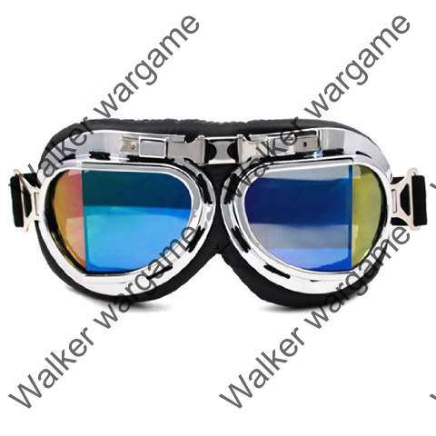 RARE German Military WW II Style Motocycle Goggles (Harley Davidson Style) - Blue Lens