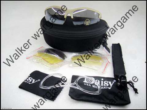 Daisy C3 Tactical Shooting Safety Glasses with 4 Set Lens .carry bag and box - Desert Frame