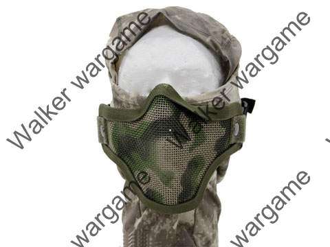 Stalker Type Half Face Metal Mesh Protector Face Mask - Woodland Camo (No fog up)
