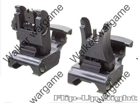 APS Full Metal Folding Battle Front And Rear Sight Set - Black (fit all 20mm RIS)