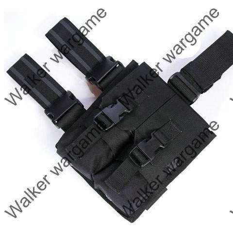 Flyye 1000D nylon Drop Leg Double M4/M16 Rifle Magazine Pouch - SWAT Black