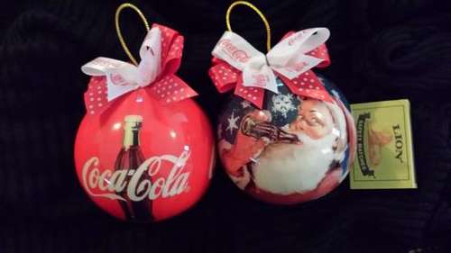 Rare Find ....2 Coca Cola Christmas Decorations