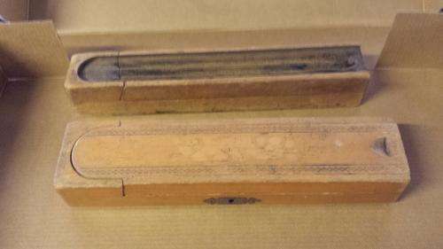 2 vintage wooden pencil cases