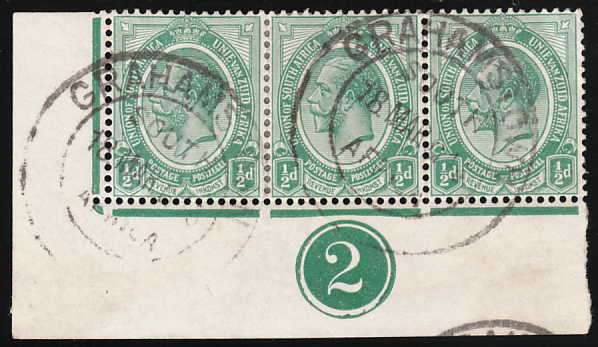 SA 1913 KINGS HEADS 1/2d THE VERY RARE CONTROL '2' USED BOTTOM CORNER. SEE DESCRIPTION