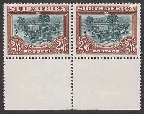 SA 1947-54 SCREENED PICTORIALS 2/6d SACC 120 VERY FINE MINT MARGINAL PAIR. STAMP MNH