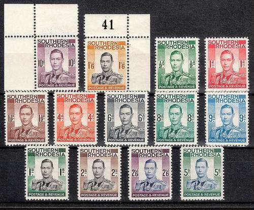 SOUTHERN RHODESIA 1938 KGVI SET FINE LMM. SACC 42-54 C/V R 1460 for MNH