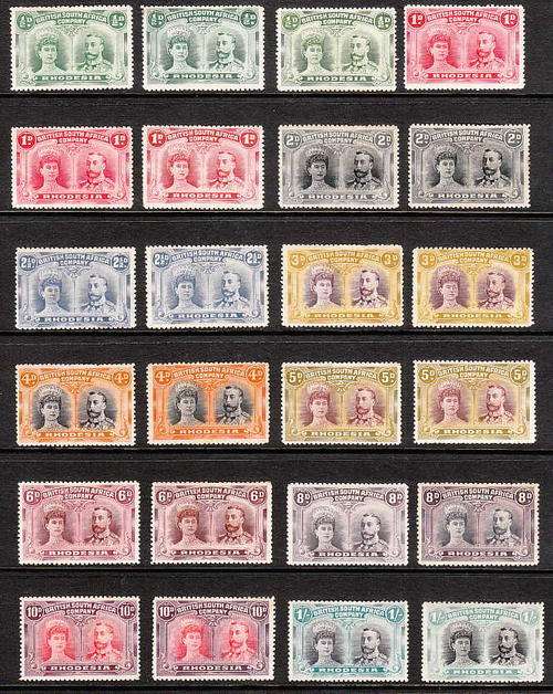 RHODESIA DOUBLE HEADS MINT RANGE TO 1/- . SEE DESCRIPTION