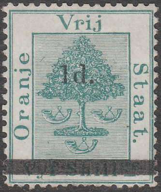 OFS 1881 PENNY SURCHARGE TYPE D MOUNTED MINT. SACC 17 C/V R1250