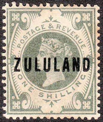 ZULULAND 1888 ISSUE 1/- GREEN MINT. SACC 10 C/V R2500 SEE DESCRIPTION