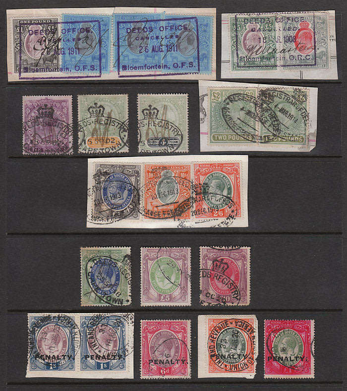 SOUTH AFRICA C 1900-1920 REVENUE SELECTION INCL OFS AND CGH. MOSTLY HIGHER VALUES