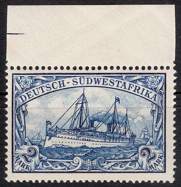 GERMAN SOUTH WEST AFRICA 1901 YACHT ISSUE 2 MARK BLUE VERY FINE MINT SACC 23 CAT R800