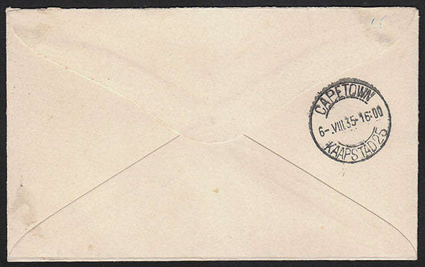 SOUTH AFRICA 1935 FIRST AIRMAIL COVER FLOWN BY SAA BEAUFORT WEST CAPE TOWN