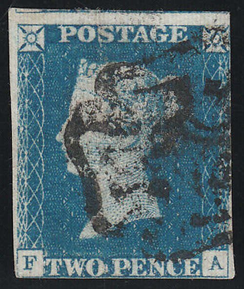 GREAT BRITAIN 1840 QV 2d BLUE TWO LARGE MARGINS AND TWO VERY LITTLE MARGINS USED COPY SG 5 £975