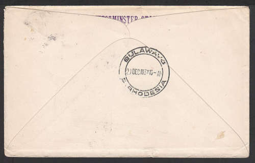 SOUTH AFRICA 1931 CHRISTMAS MAIL FLIGHT IMPERIAL AIRWAYS  WILTON ROAD TO RHODESIA. SCARCE