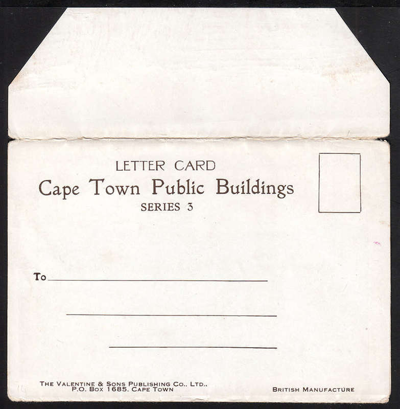 CGH 1910 COMPLETE LETTER CARD FOLD OUT CAPE TOWN PUBLIC BUILDING SERIES 3 UNUSED WITH 5 VIEWS.