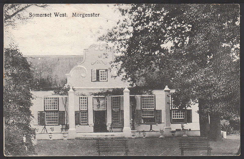 CGH 1911 SCARCE `SOMERSET WEST` LARGE SKELETON POSTMARK  ON POSTCARD WITH KEVII ½d PAIR STAMPS