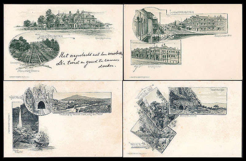 TRANSVAAL 1899 DE BUSSY FOUR DIFFERENT VIGNETTE POSTCARDS UNPOSTED.